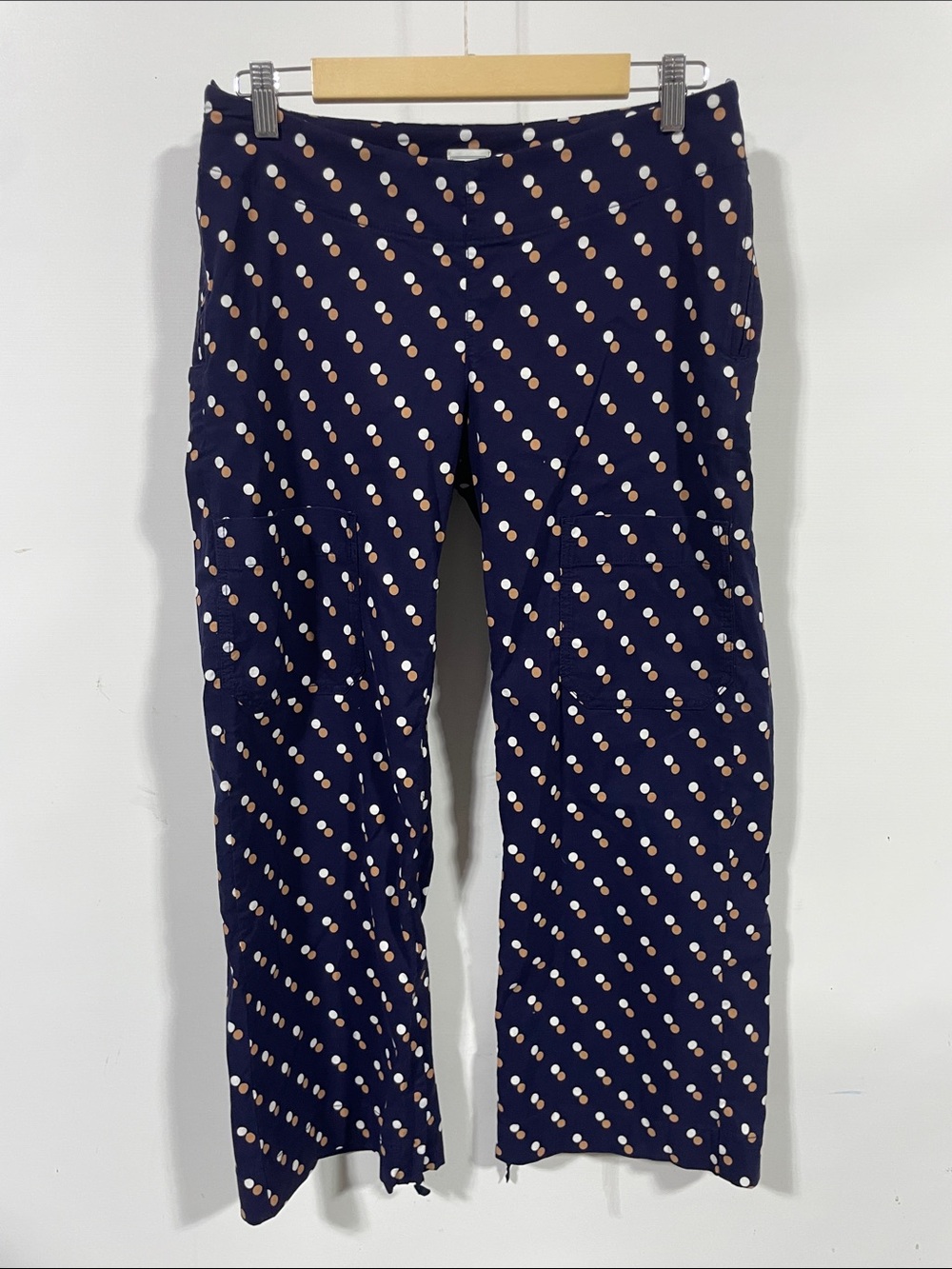 Maeve Navy Polka Dot Wide-Leg Pants